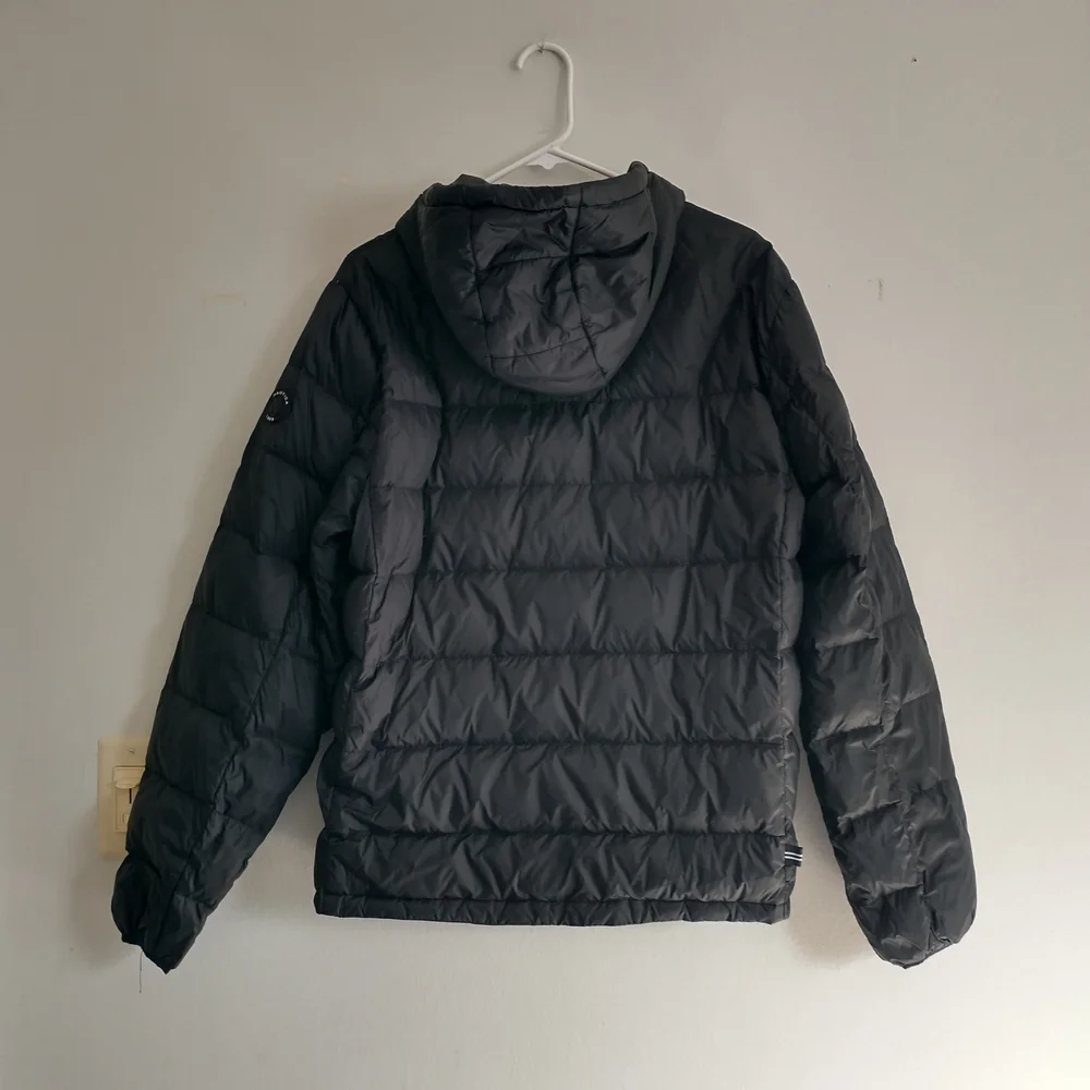 Nautica Puffer Jacket Mens M Black Outdoors Full Zip Quilted Hooded*READ